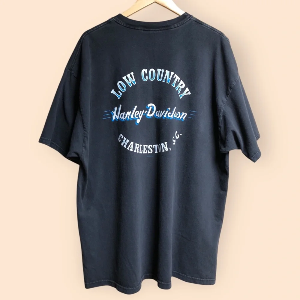 Vintage Y2K 2000-2001 Harley Davidson True Blue Fat Boy USA T-shirt MENS 2XL